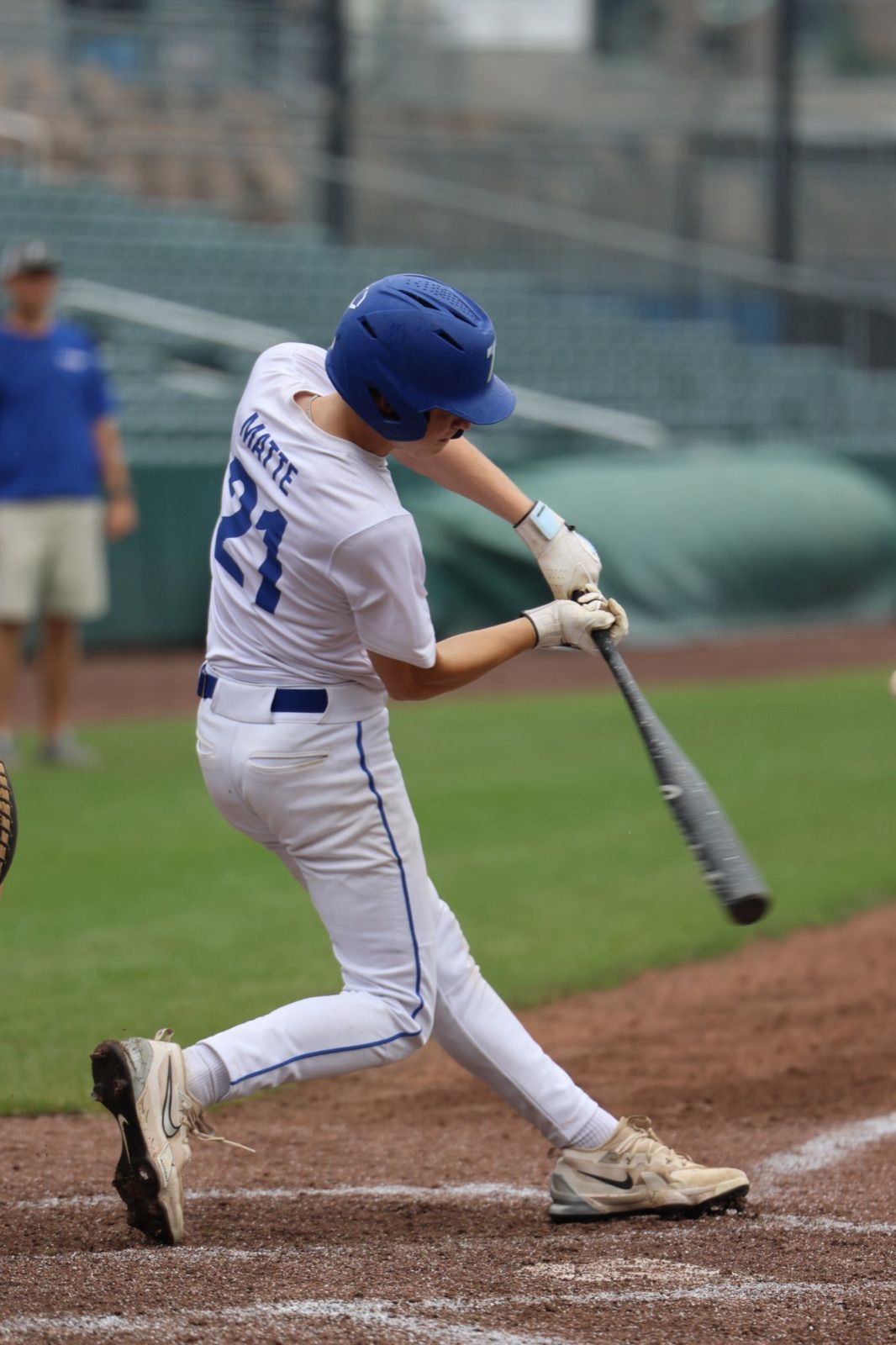 A Tier 1 hitter swinging through a pitch